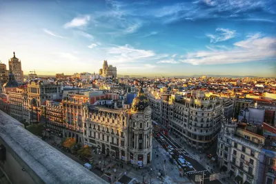 Vista panorámica de Madrid al atardecer